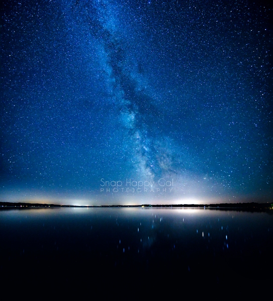 Photo: Panorama - A large swath of the Milky Way reflects in Torch Lake