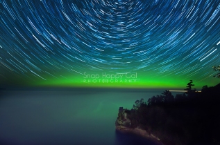 Photo: Star trails and aurora over Miners Castle