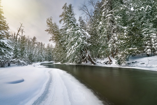 A classic Up North winter scene on Michigan's Boardman River