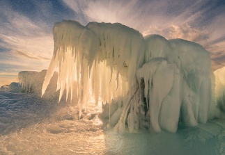 Icy Mammoths - an interesting ice formation found along Lake Michigan's shores at Point Betsie Lighthouse